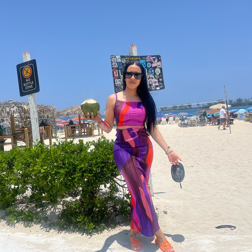 Vibrant Multicolor Maxi 2 Piece Skirt Set